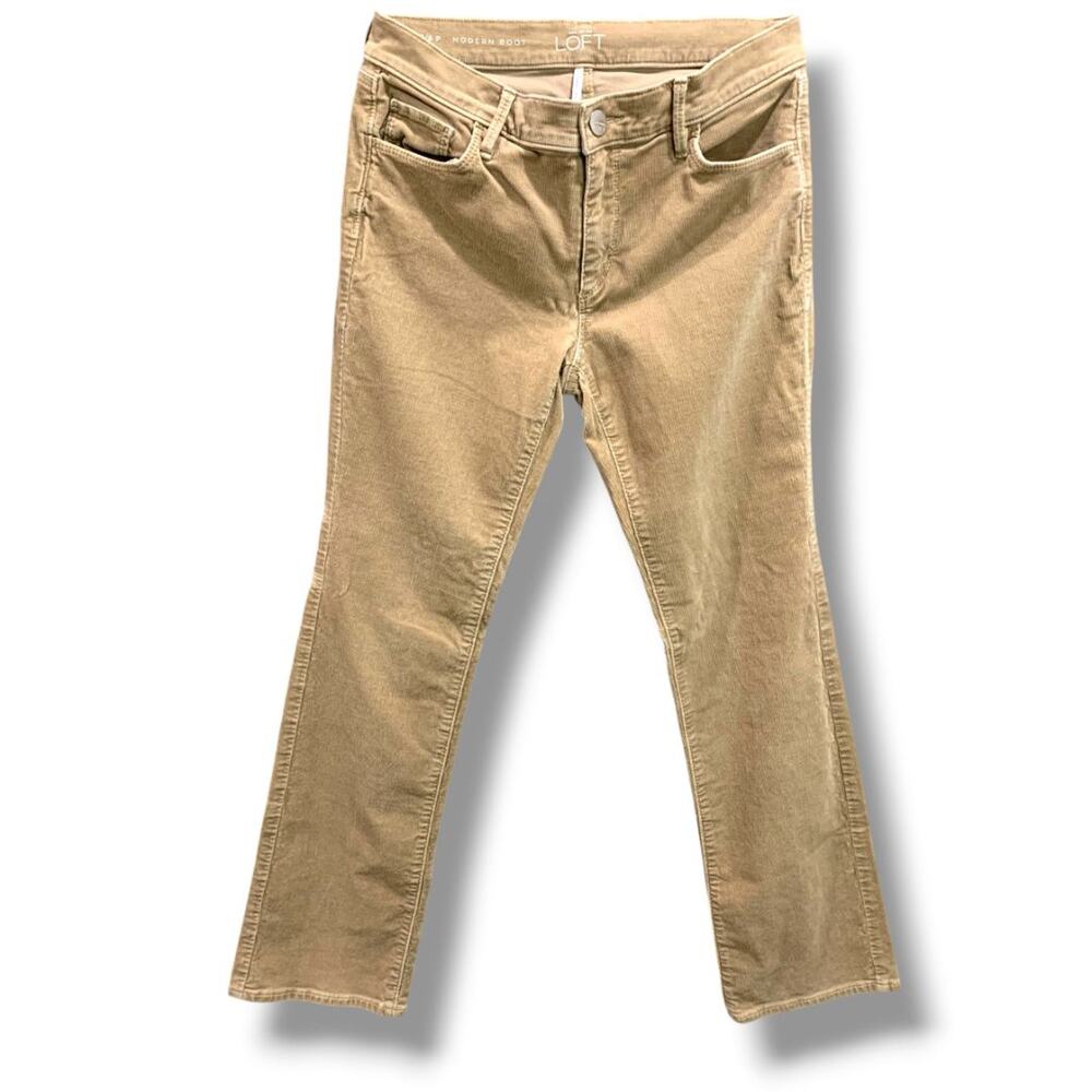 Size 6P (28) Loft Petite Womens Tan Corduroy Pants Modern Boot Cut